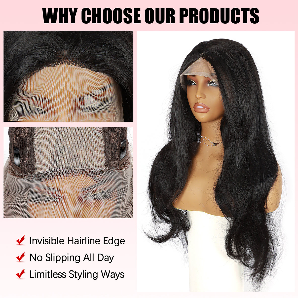 ModeMuse Public Mode™ Long Soft Black Wig – Everyday Glam Lace Front Style
